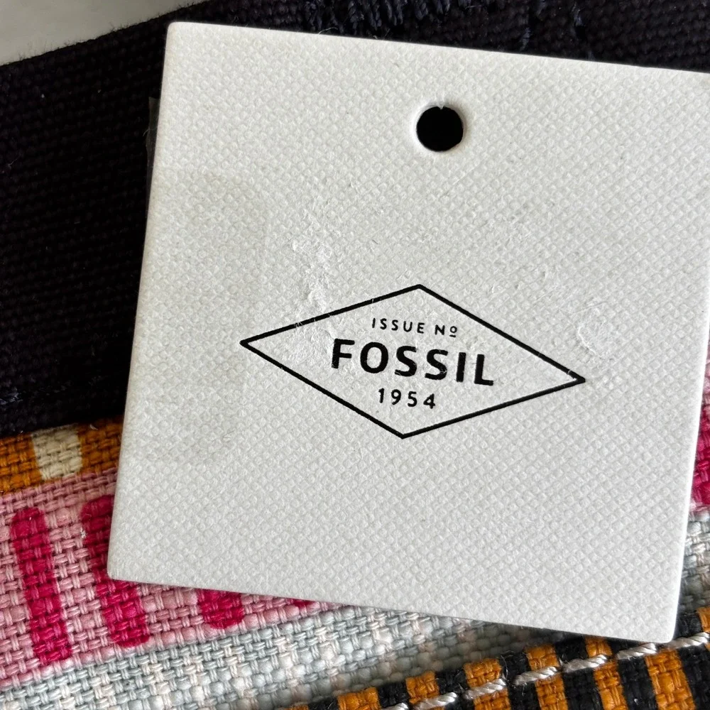 Fossil Passport EW Satchel Women Crossbody multicolor Striped Canvas New